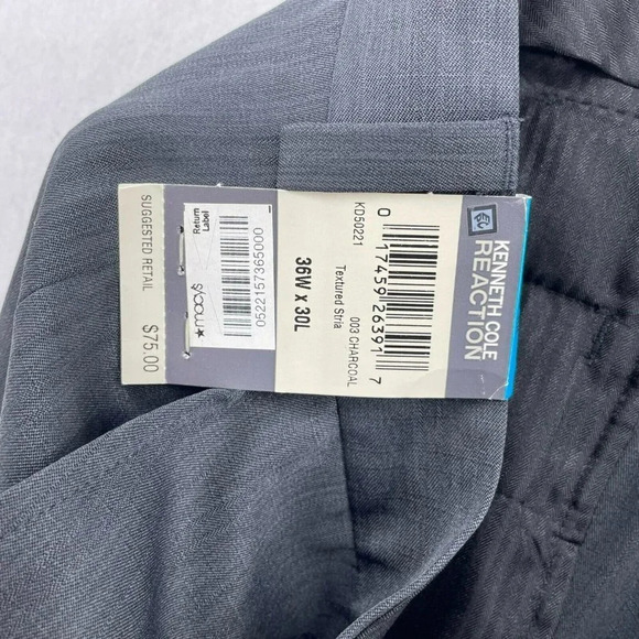Kenneth Cole Reaction Dress Pants Men Sz 36Wx30L Dark Gray Slacks Textured Stria - Picture 11 of 12